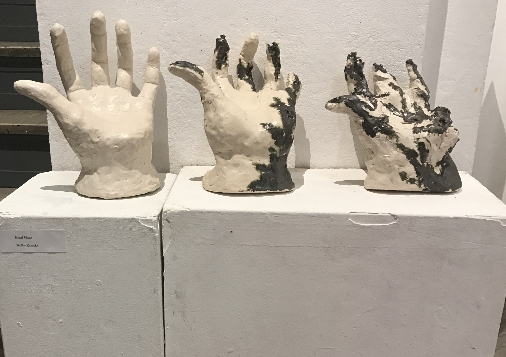 Clay sculptures of hands 